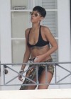 Rihanna - wearing a black bikini in Barbados